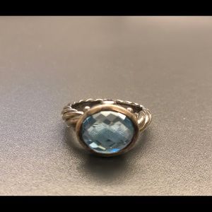 David Yurman Blue Topaz and Amethyst Ring